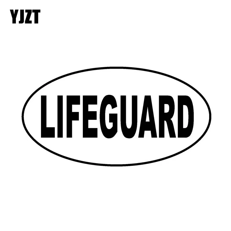

YJZT 13.3CM*7.1CM LIFEGUARD Oval Car Sticker Personality Vinyl Decal Black Silver C10-01462
