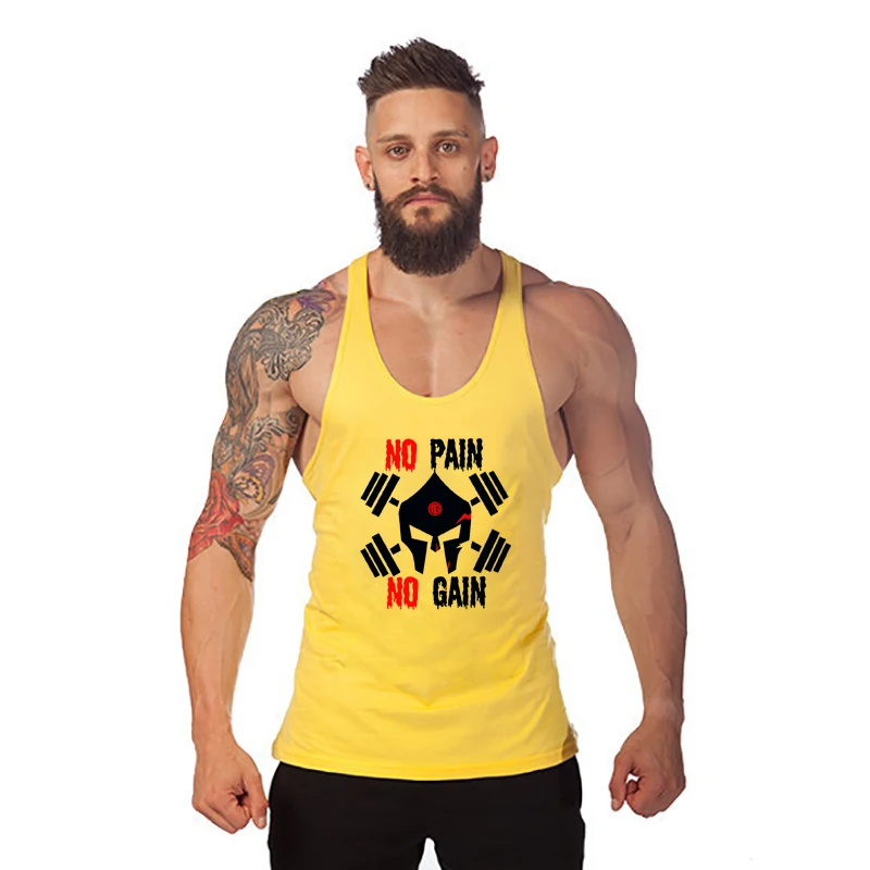Майка мужская хлопковая без рукавов брендовая одежда для спортзала и