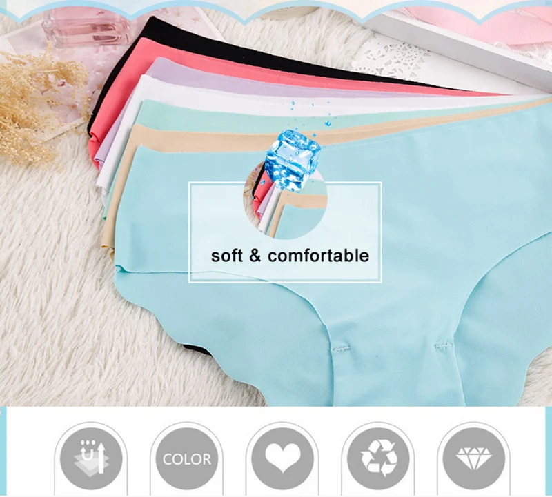 3 шт./компл. Seamles Ice Silk трусы для Для женщин сексуальные трусы с низкой посадкой ультра-тонкое нижнее белье стринги женские трусы, интимное# D