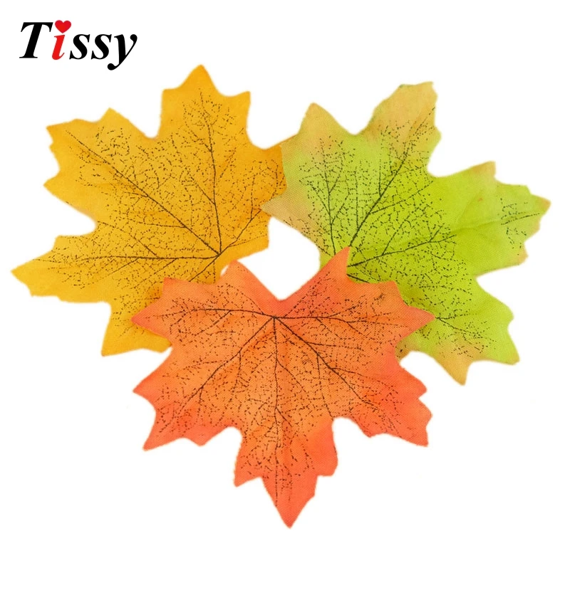 Искусственные Шелковые кленовые листья многоцветные искусственные осенние для