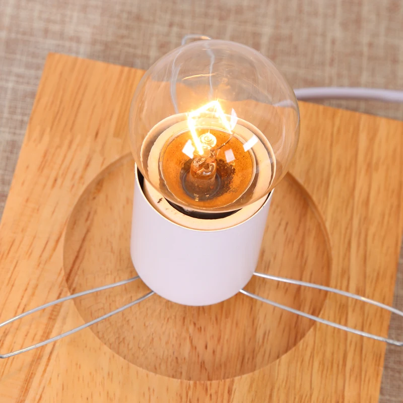 Деревянная светодиодная декоративная маленькая Настольная лампа E27 настольные