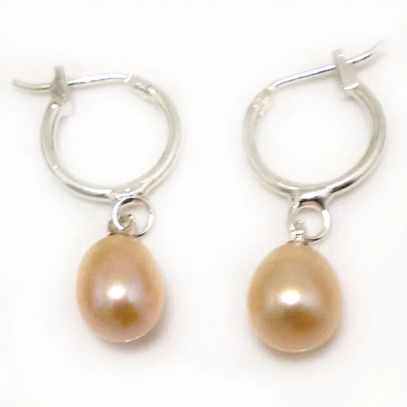 8-9mm AAA Black Natural Fresh Water Raindrop Pearl Leverback Earring | Украшения и аксессуары