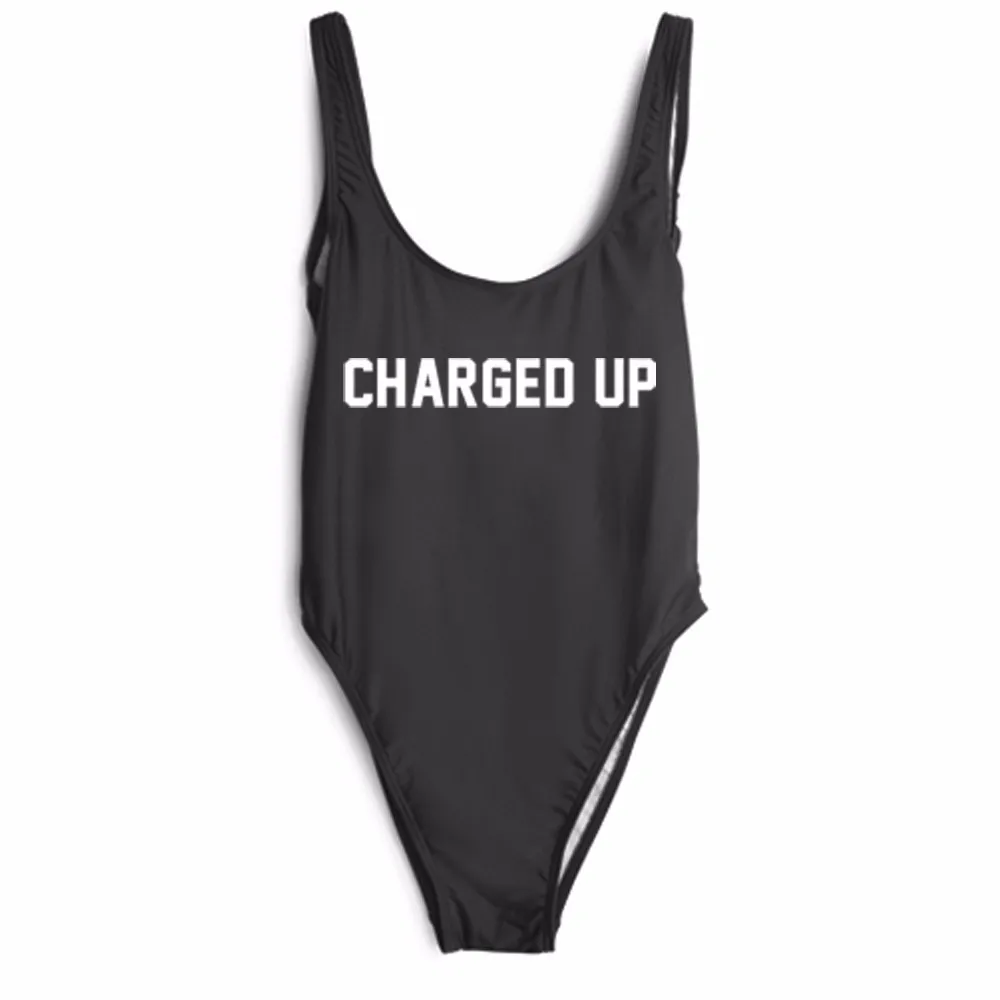 

High-cut one piece Women bodysuit CHARGED UP SWIMSUIT Summer bathing suit Low back swimwear Jumpsuits Beachwear