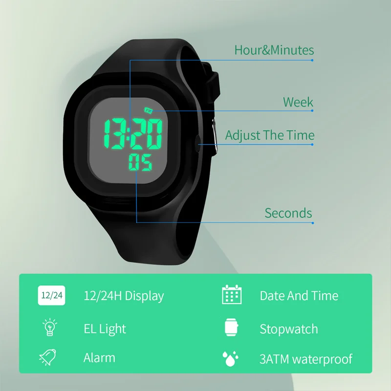 KDM светодиодные цифровые часы для мужчин спортивные военные водонепроницаемые