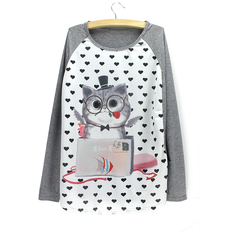 2015 mrs clothingfemme french bull dog длинный рукав круглый вырез дешевые женские серые модные