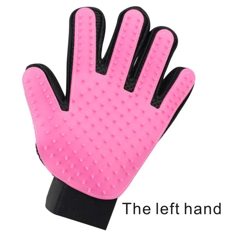 left hand Резиновая щетка для собак, кошек, перчатка для ухода за домашними животными, перчатка для эффективной чистки домашних животных, кошек, собак, перчаток для ванны, расчески для собак - Цвет: left hand