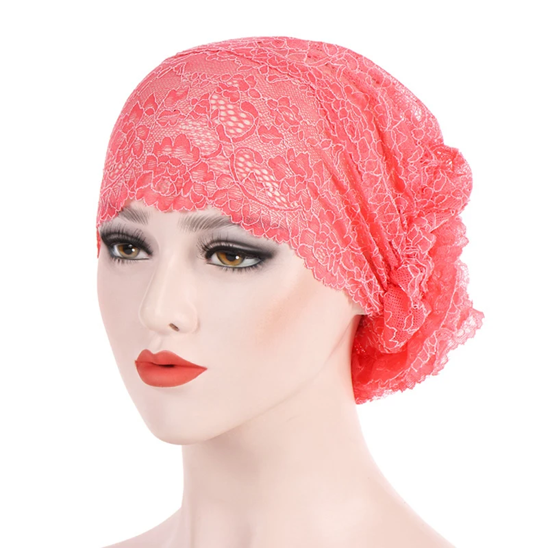 Женский кружевной мусульманский тюрбан с оборками эластичный головной платок