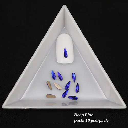 Deep Blue 10 шт Стразы для ногтей, блестящие украшения, Кристальные блестки, капли воды для ногтей, драгоценные камни, цветные украшения, плоская задняя часть, декор для ногтей TR1007 - Цвет: Deep Blue