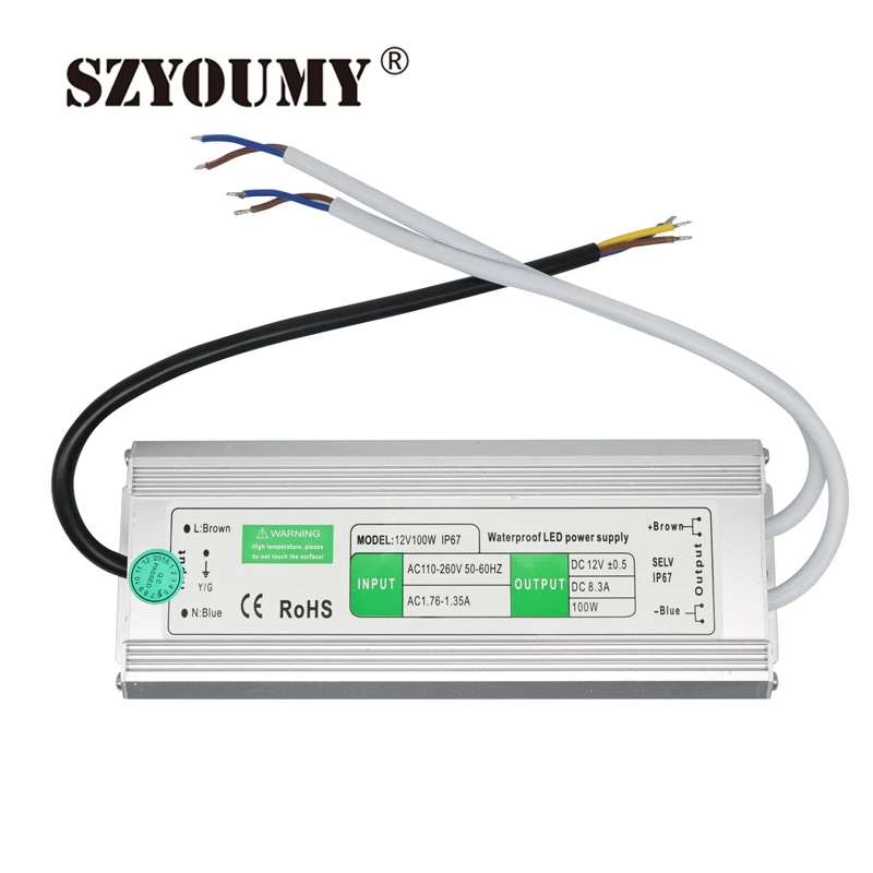 SZYOUMY 2 шт. IP67 блок питания 12 В 100 Вт 8.33A водонепроницаемый светодиодный Быстрая