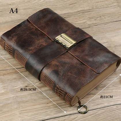 A4 Vintage A7/A6/A5/A4 Notebooks Journals Planner Agenda Diary Book with Password Lock Office School Supplies Creative Stationery - Цвет: A4