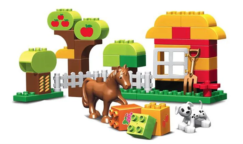 

45PCS Large Particles Happy farm Building Blocks Bricks animal horse dog Model Toys sets Compatible With DuploINGlys