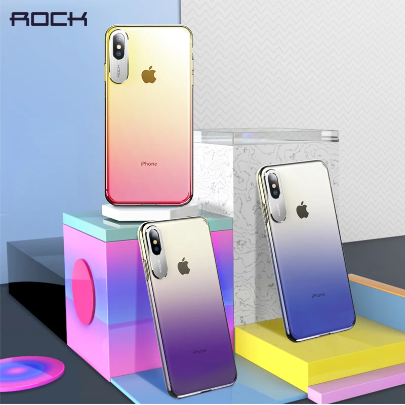 Градиентный чехол ROCK для Apple iphone X XS Max XR, роскошный тонкий прозрачный защитный чехол для iphone XR XS, прозрачный чехол
