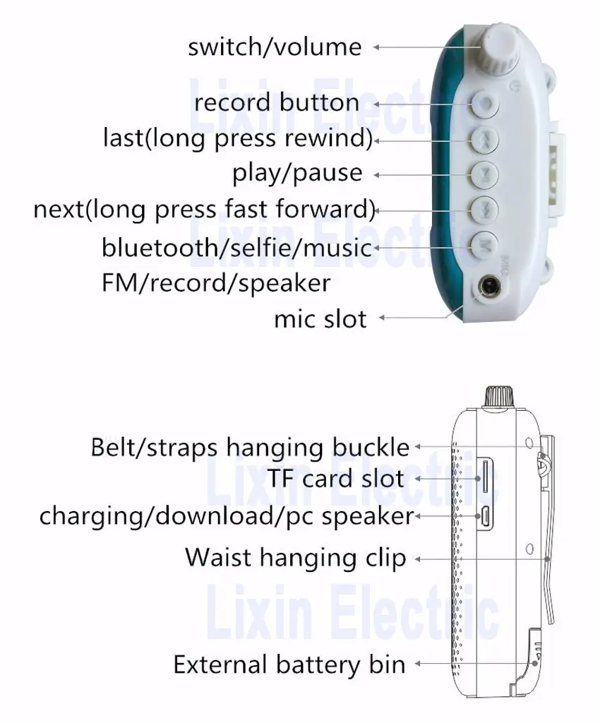 Rolton K500 Bluetooth мегафон портативный голосовой усилитель поясной ремень клип Поддержка Радио TF MP3 для гидов, учителя колонки