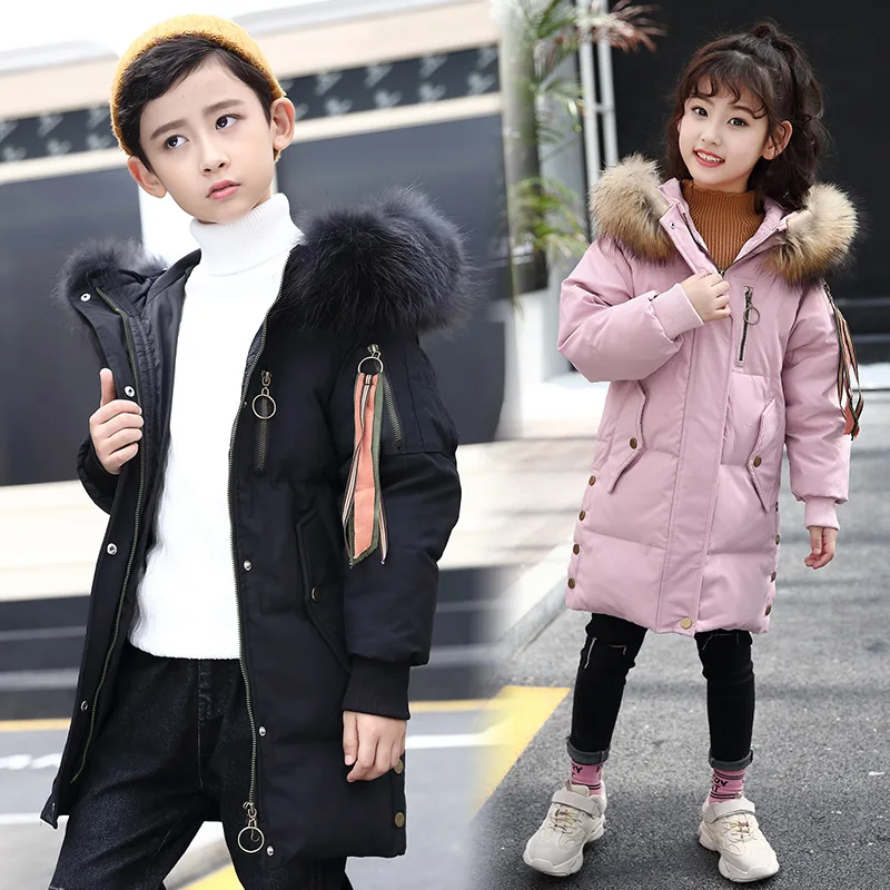Новинка 2018 года Детский пуховик длинное плотное пальто парка верхняя одежда для
