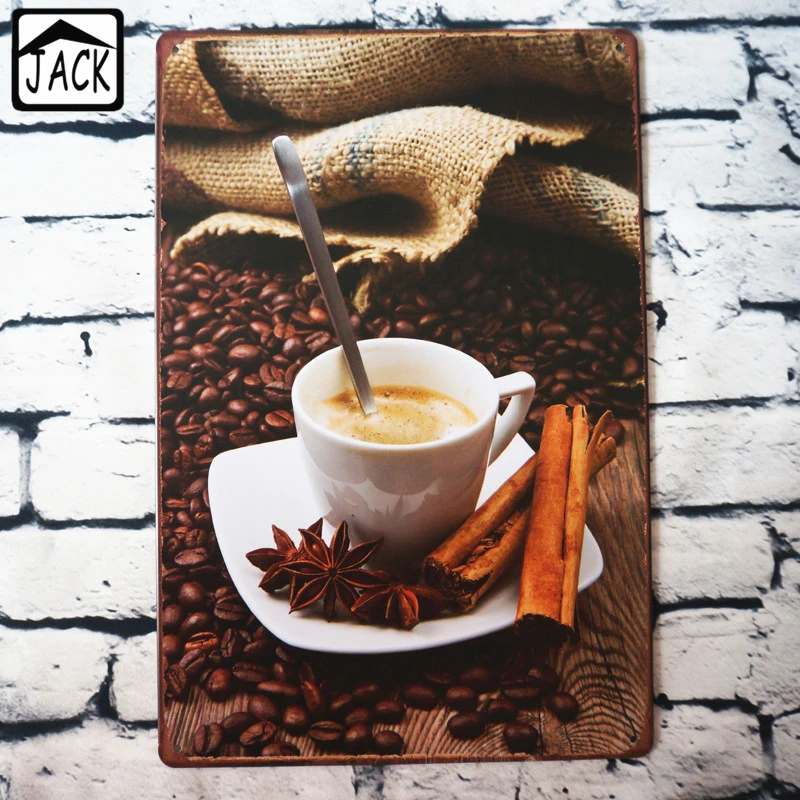 Кофейные бобы 20x30 см винтажные оловянные знаки настенная живопись искусство
