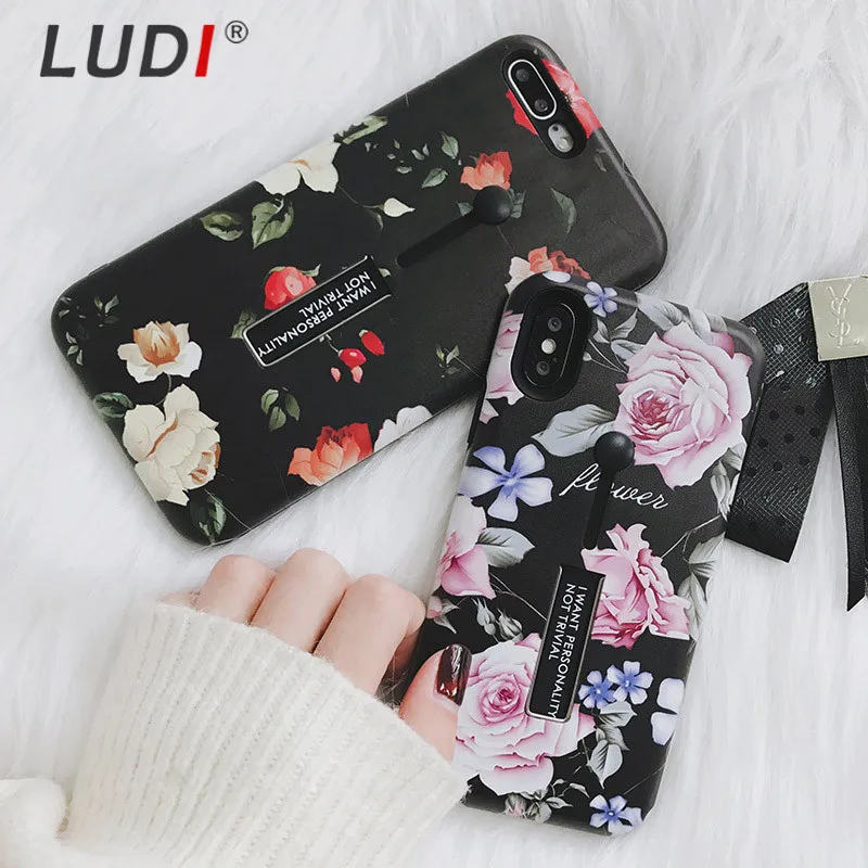 Чехол для телефона LUDI в стиле ретро с розами iphone 7 6 6s plus жесткая задняя мягкая