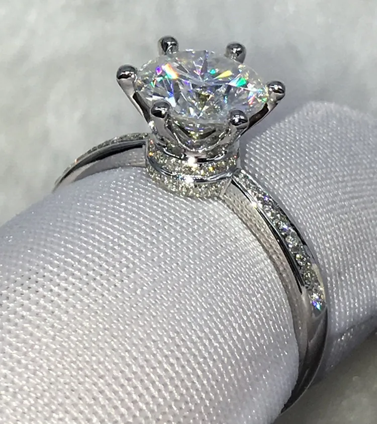 Женское кольцо с короной и фианитом 2 карата из серебра 925 пробы|wedding band ring|band