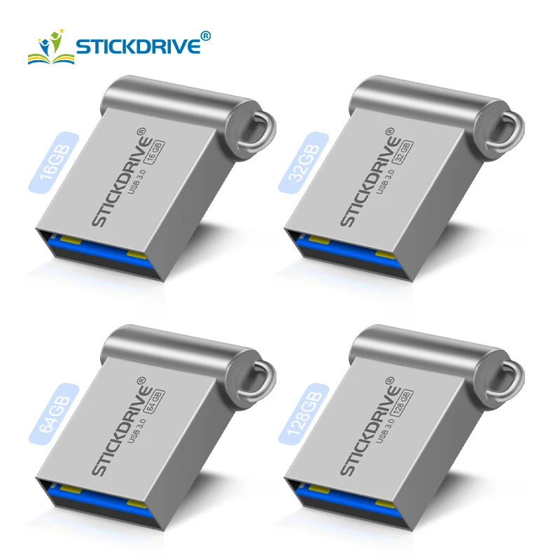 Высокая скорость USB 3,0 Металлический флеш-накопитель 16 ГБ 32 ГБ 64 ГБ 128 ГБ флеш-накопитель супер мини usb флеш-накопитель флешки с цепочкой для ключей