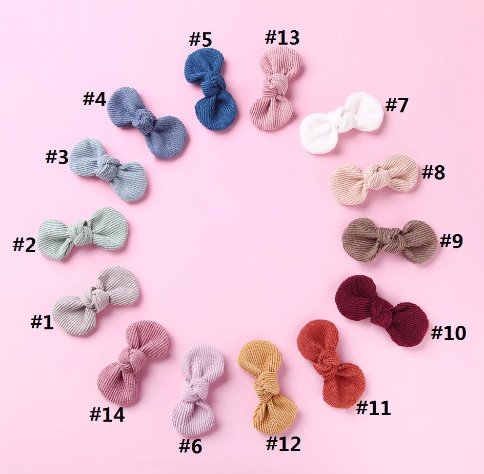 

36pc/lot 2.8" Solid Corduroy Bow Hair Clips For Girls Lovely Bowknot Hairpins Elastic Headwear Children Kids Hair Accessories