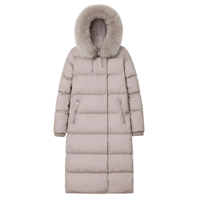AYUNSUE Luxury Large Fur Collar Hood Winter Outwear High Quality Down Coat Wide Waisted Loose Parka Overcoat Doudoune ST524 | Женская