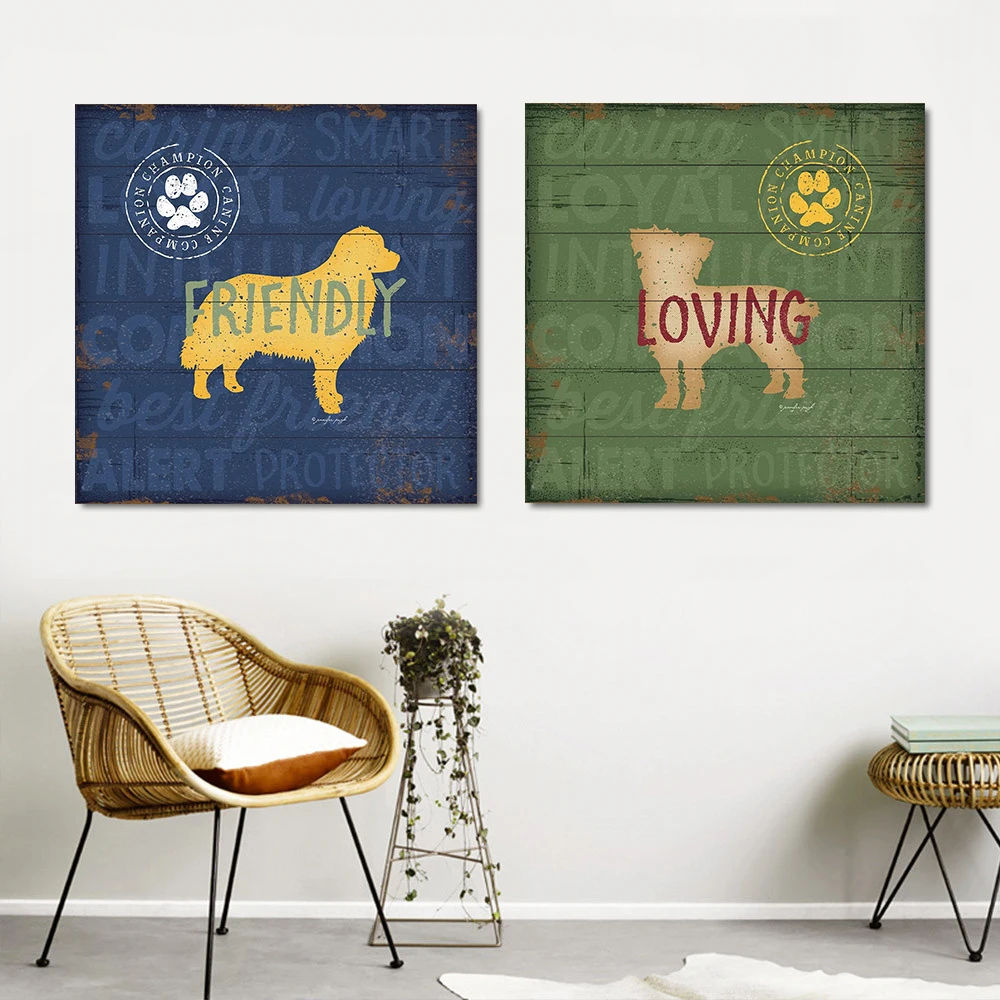 

Домашний декор, винтажные плакаты и принты, настенное искусство, настенные картины для гостиной, умная собака, холст, животные, Прямая поста...