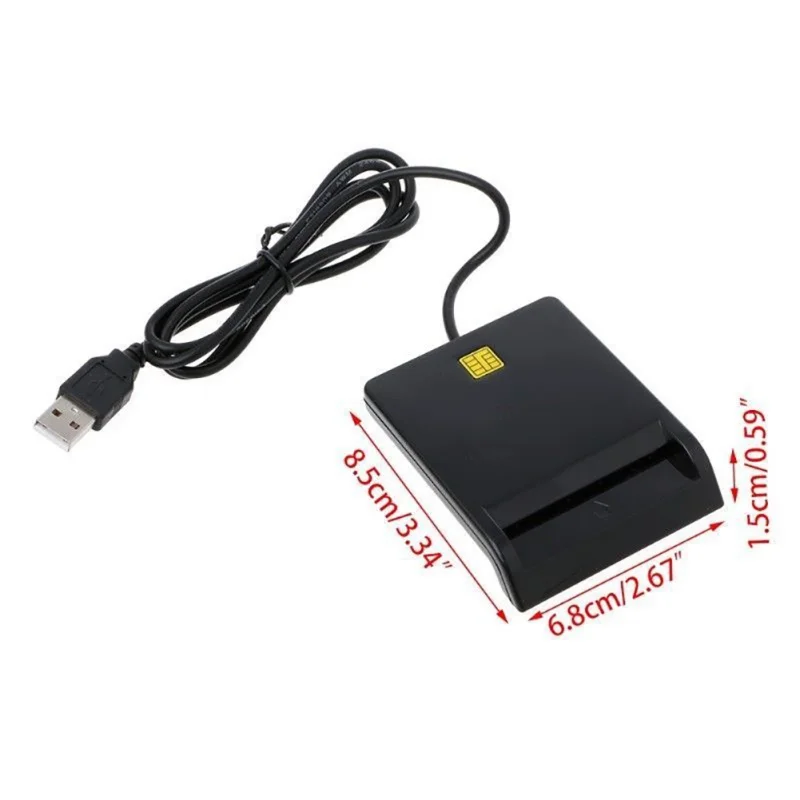 

1.5m Black USB 2.0 Smart Card Reader Adapter EMV USB Common Access For SIM/ATM/IC/ID Card