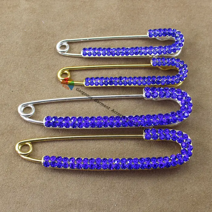 10 шт. опт королевский синий сапфир кристалл стразы безопасные булавки броши для