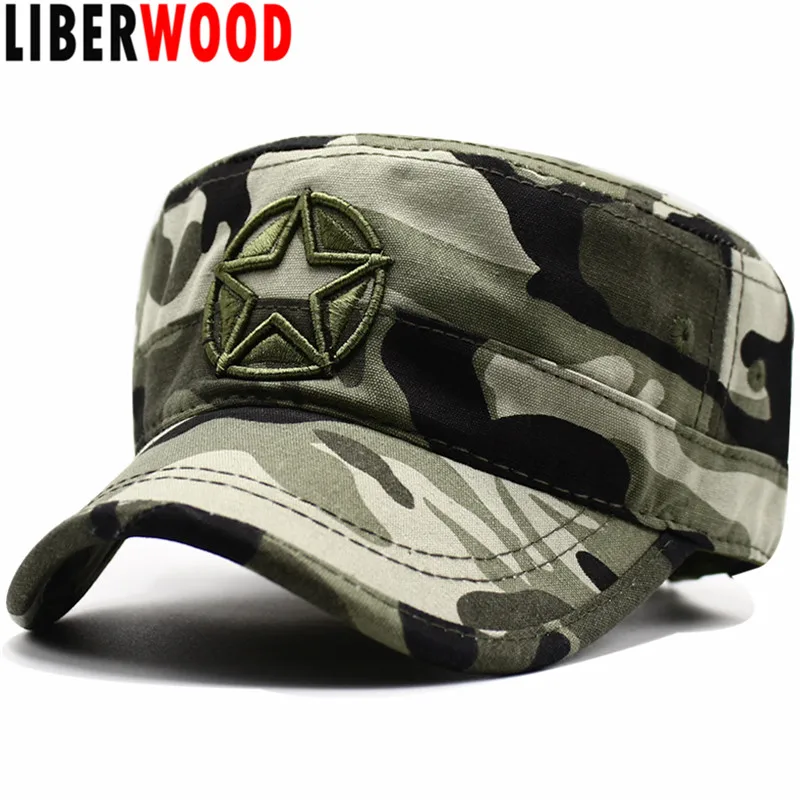 LIBERWOOD Air Force Corp армия Flat Top hat мужские кепки s Star классический США армейские камуфляж