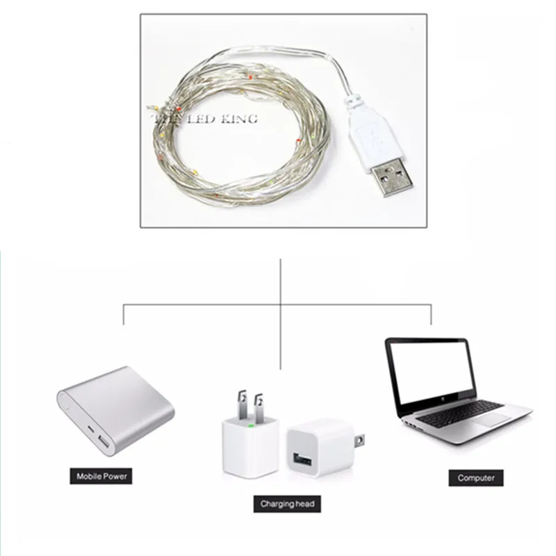 Уличная светодиодная гирлянда из медной проволоки 10 м 33 фута 100 светодиодов USB