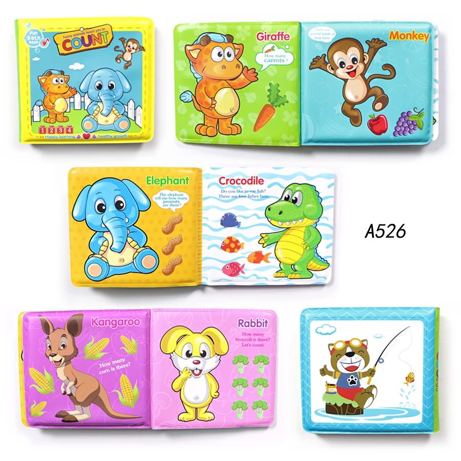 Bath Books Baby Education Cogintive Floating Toys Bathroom Bathing Toy EVA Book Waterproof With BB Whistle Cartoon Animal Toys