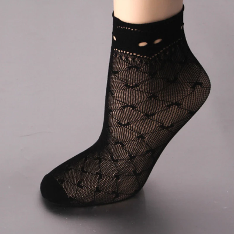 Горячая 1 пара короткие черные сетчатые мягкие кружевные носки с рюшами чулочно