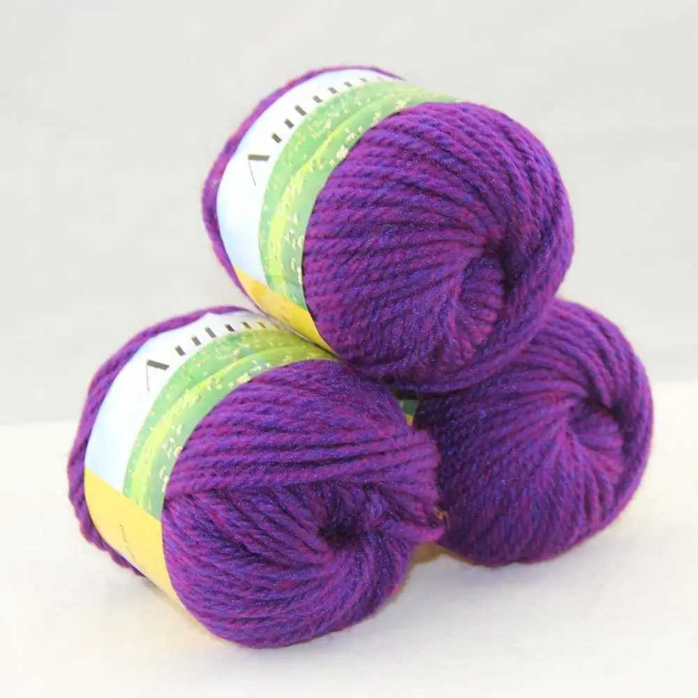 Royal Purple 211 Лот из 3 BallsX50g на не сужающемся книзу массивном ботинки ручной работы; Толстая шерстяная пряжа для вязания 248-C1 - Цвет: Royal Purple 211