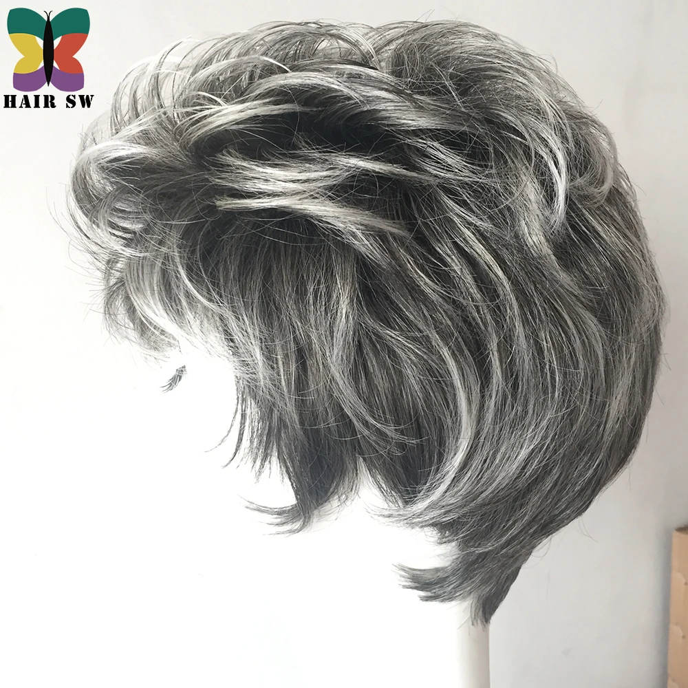 Волосы SW Короткие Волшебные стильные женские синтетические волосы парик Серый