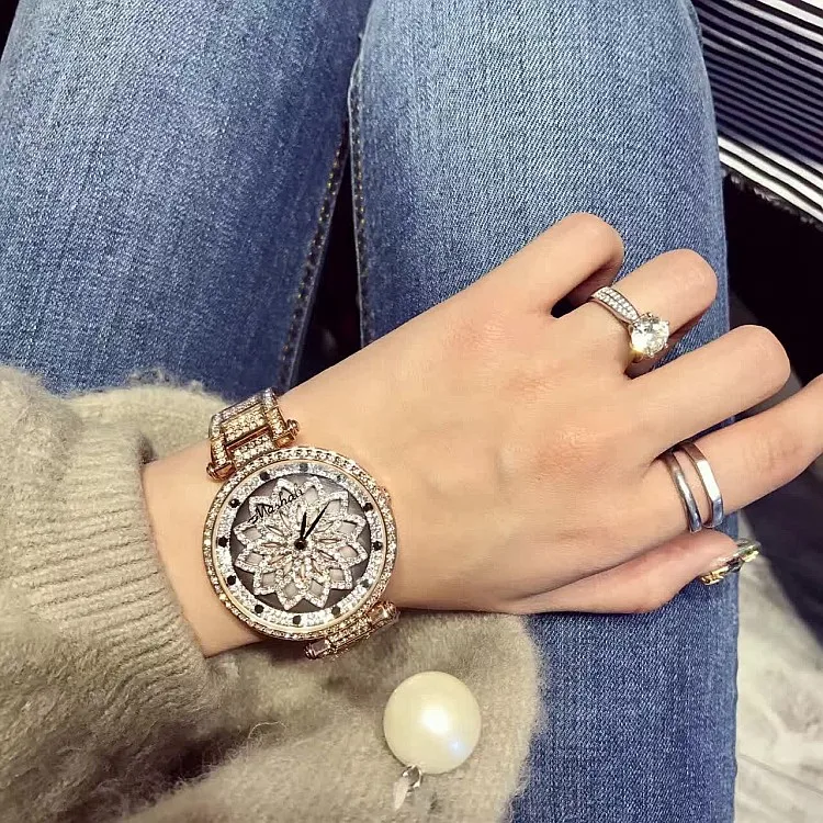 Женские часы из нержавеющей стали Mashali новые стильные кварцевые с блестящим