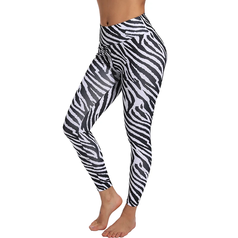 Zebra Printed Упругие Спортивные Леггинсы для занятий йогой и снеком из кожи животных, зимние сексуальные теплые женские штаны, спортивные Леггинсы для спортзала - Цвет: Zebra Printed