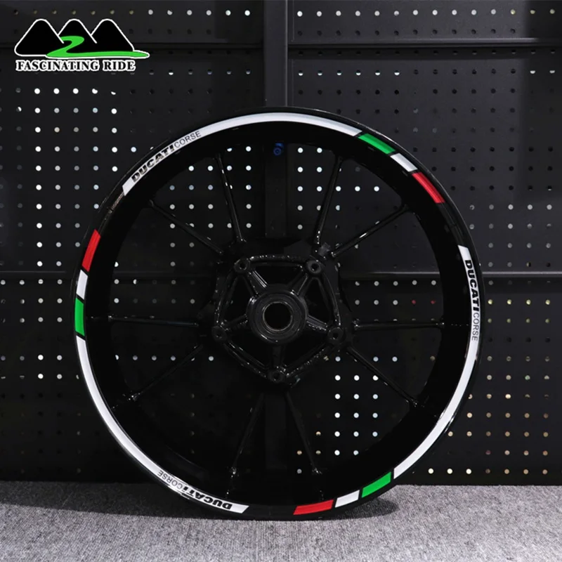 White 09 Применимый для поездок на мотоцикле Ducati 696/821/848/899/1199/1299 в байкерском стиле из водонепроницаемого материала Светоотражающие стикеры установка персонализированные 17 дюймовые колеса - Цвет: White 09