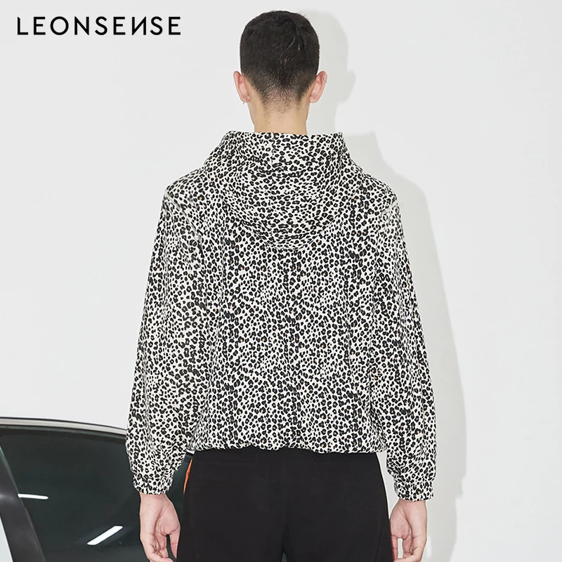 LEONSENSE новые толстовки для мужчин женский леопардовый принт пуловер с капюшоном