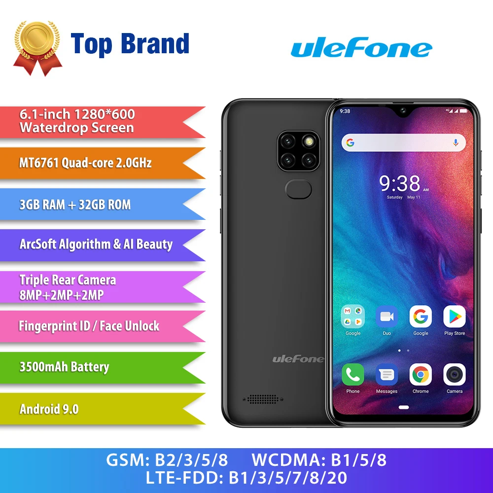 LTE 4G Ulefone Note 7P 6 1 дюймовый Android мобильный телефон ОЗУ 3 Гб ПЗУ 32 разблокированный