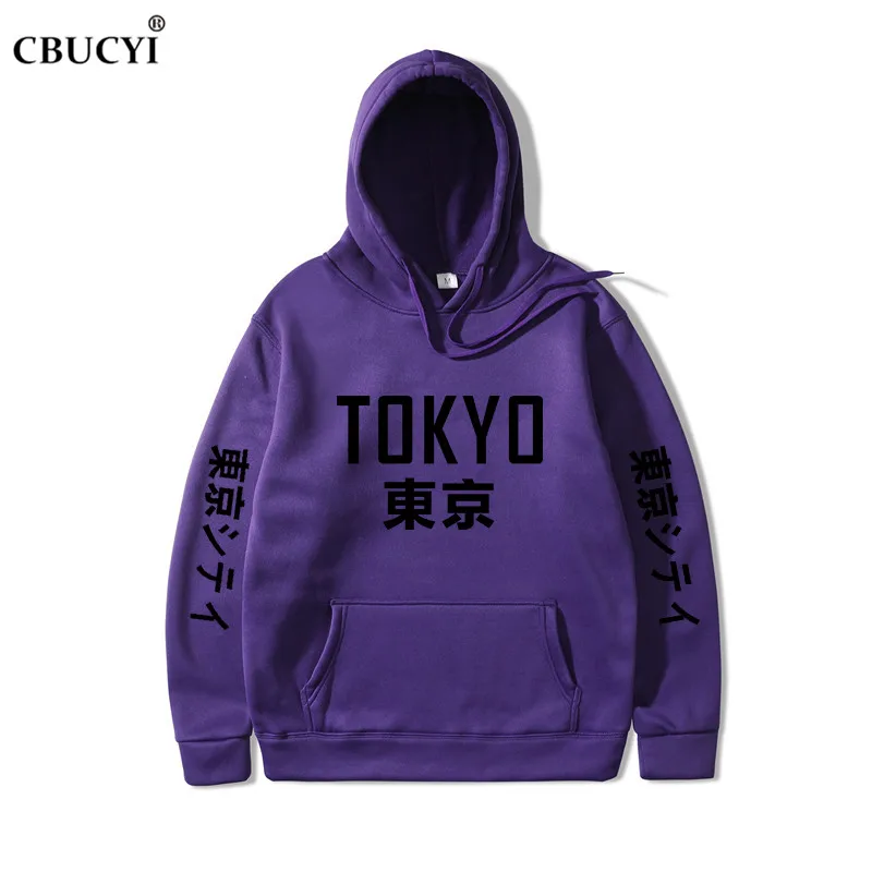 purple 2 Новое поступление, толстовки в японском стиле Харадзюку, пуловер с принтом в виде города Токко, свитер в стиле хип-хоп, уличная одежда для мужчин/женщин, свитер с капюшоном - Цвет: purple 2