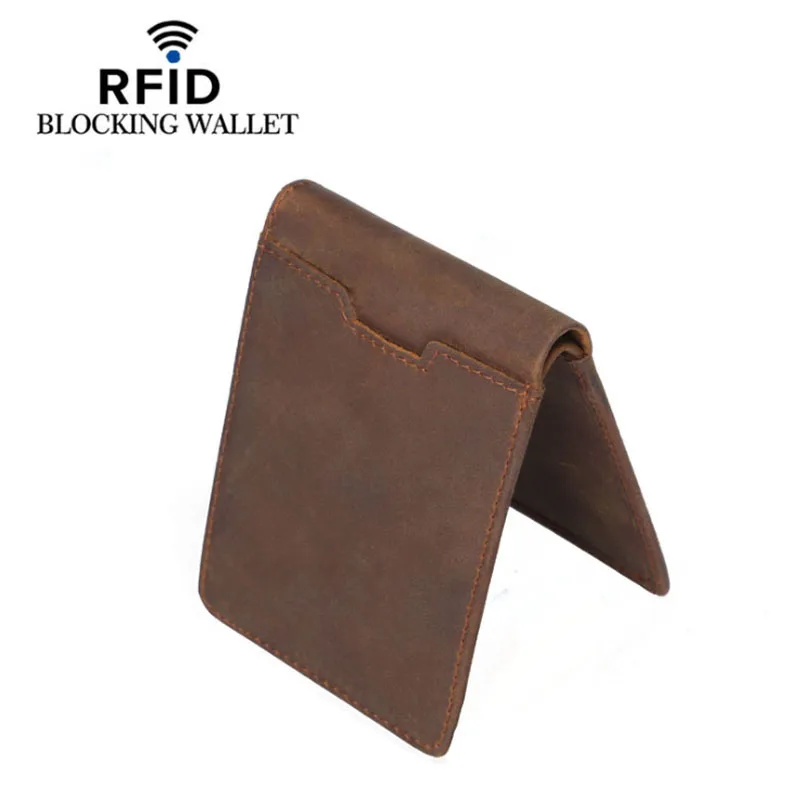 Rfid 100% натуральная кожа зажим для денег брендовый кошелек кожаный держатель Id