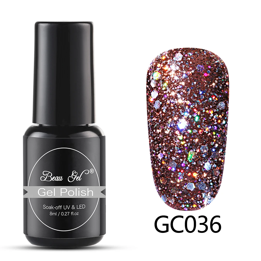 GC036 Beau гель 8 мл гель для ногтей бриллиантовый блеск с ультрафиолетовым свечением Гель-лак для ногтей светодиодный светильник гель лак Полупостоянный Гель-лак грунтовка для ногтей - Цвет: GC036