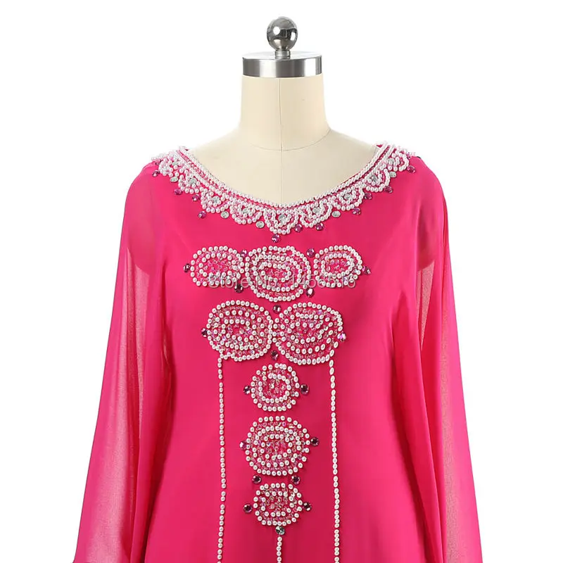 Шифоновое платье трапеция с длинным рукавом расшитое бисером новейшее