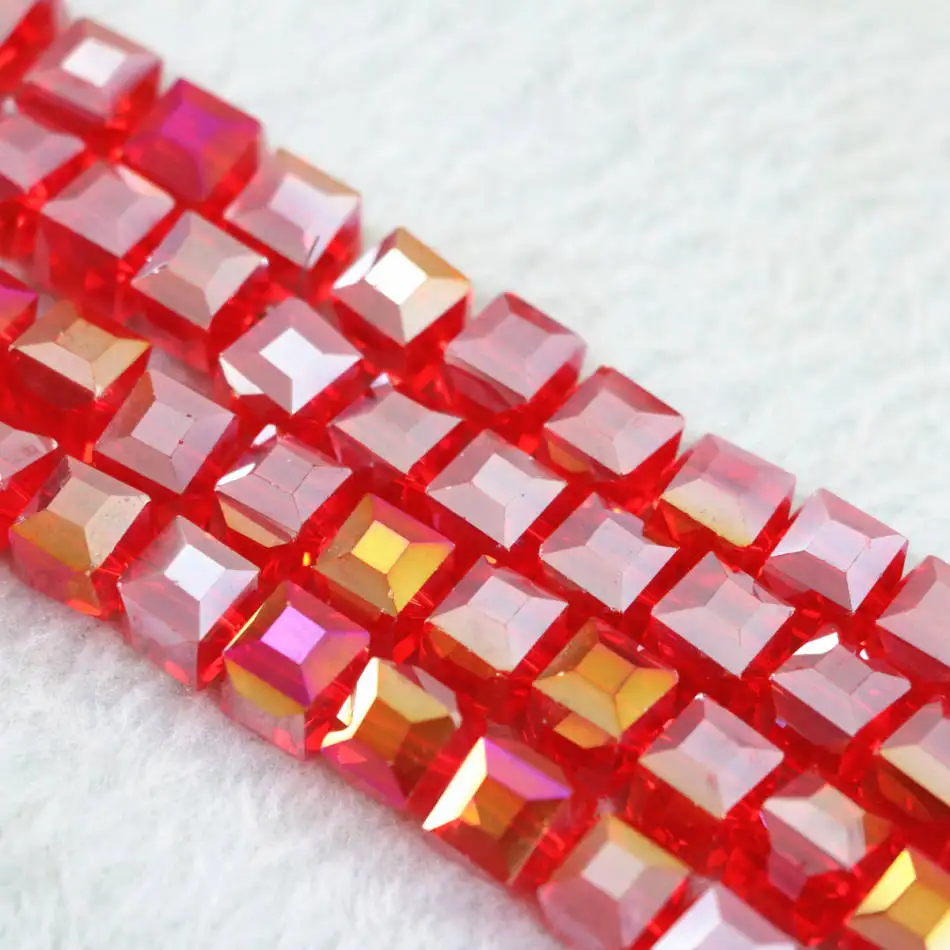 Модные 100 шт многоцветные хрустальные амулеты квадратные граненые кубики 4 мм