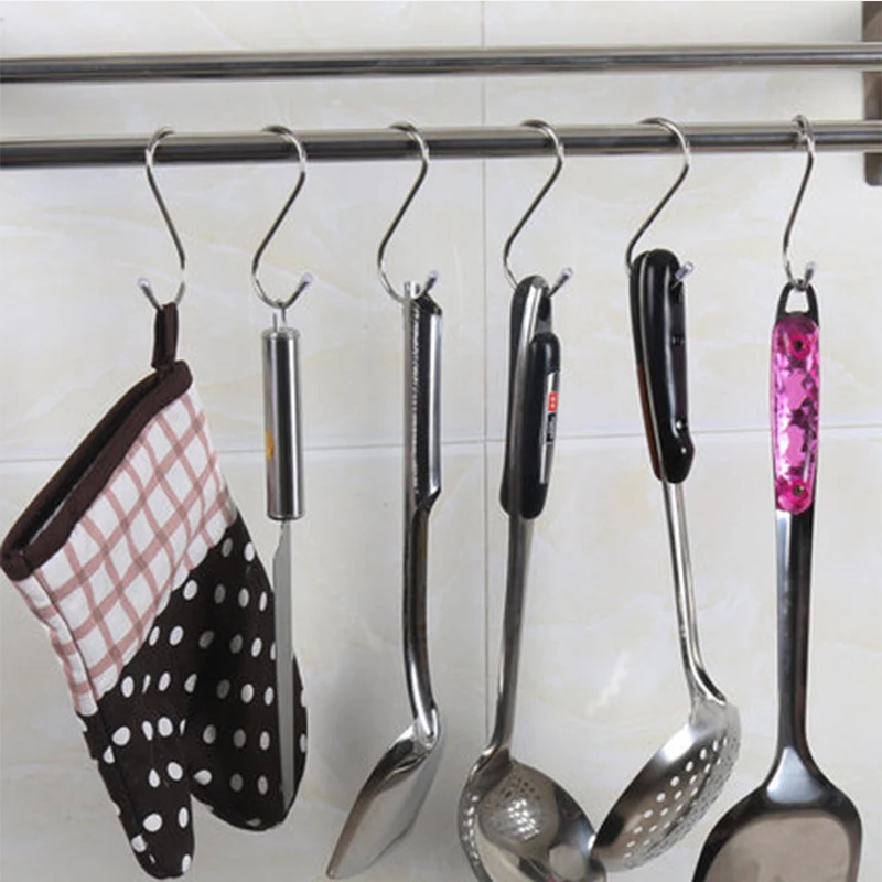 Новое поступление 4 шт./лот s-образные Крючки из нержавеющей стали вешалка для