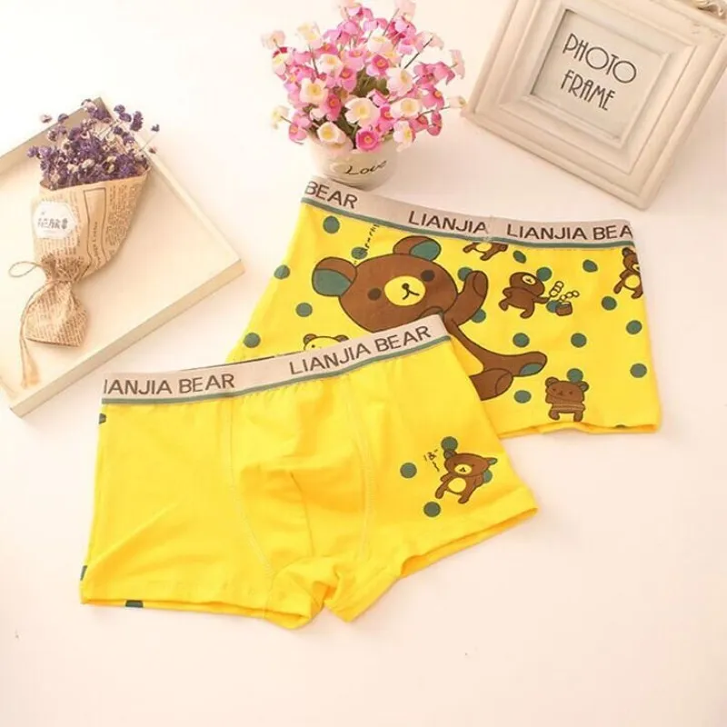 Хлопковое нижнее белье для мальчиков 2 шт./лот Мультяшные милые детские боксеры с