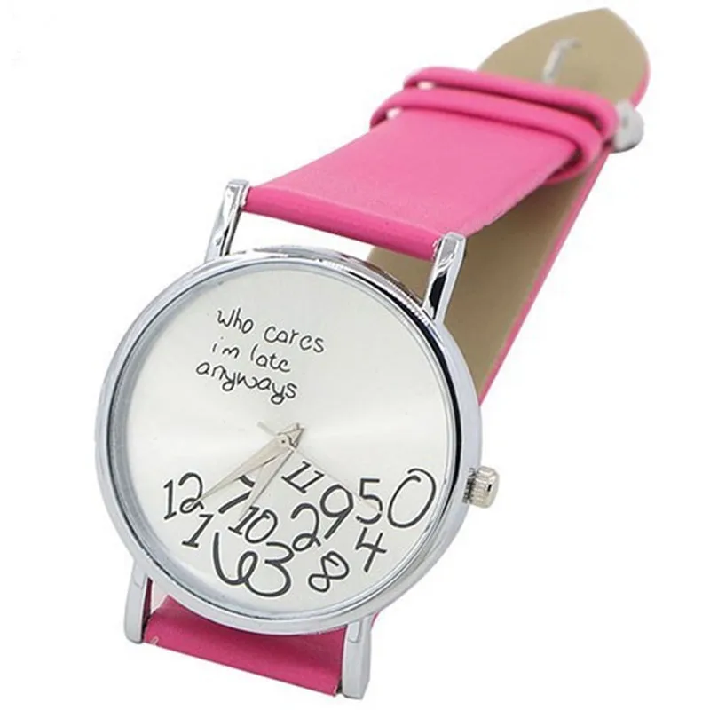 

Simple ladies watch Quartz Clock PU Leather English alphabet Arabic numerals Dial student wrist watch for Men Women boy girl