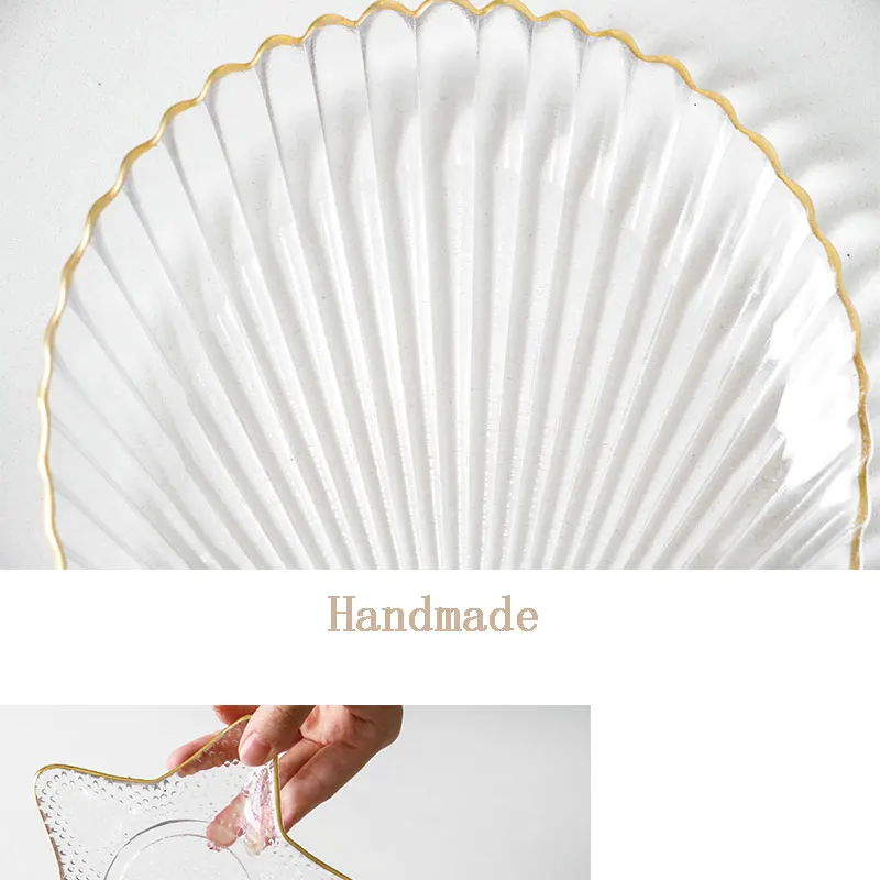 Ins style Phnom Penh glass tableware creative marine series plate sushi candy salad dessert conch plate