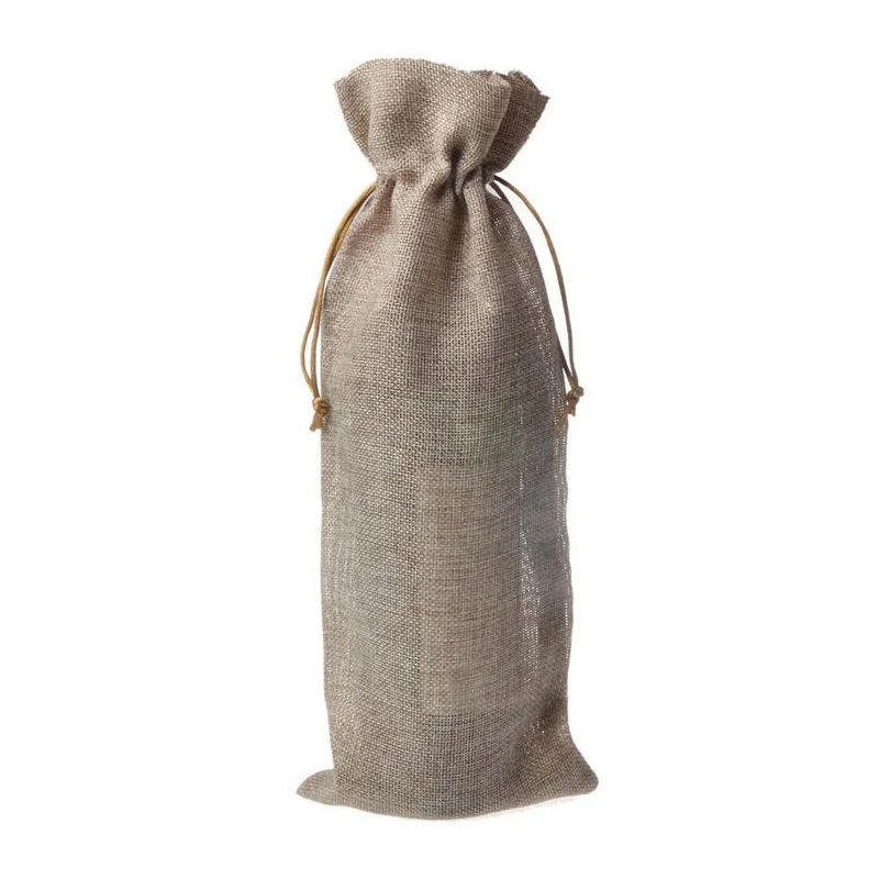 

300pcs/lot Jute Wine Bottle Bags 16cmX36cm Champagne Covers Linen Drawstring Christmas Wedding Party Gift Pouches Packaging
