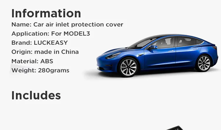 LUCKEASY автомобильный воздушный Впускной защитный чехол для Tesla модель 3- эффективно предотвращает падение от засорения