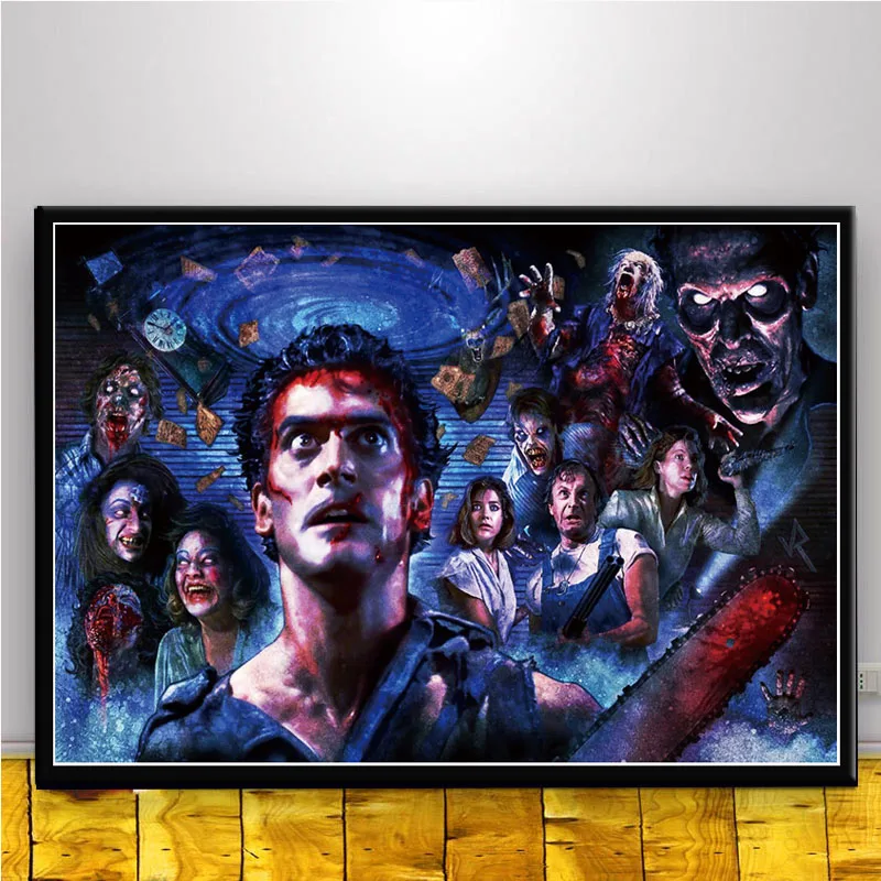 FX884 The Evil Dead ASH VS Evil 1 2 3 действие террор фильм ТВ плакат Искусство Шелковый светильник на холсте для дома настенная печать украшения - Цвет: Синий